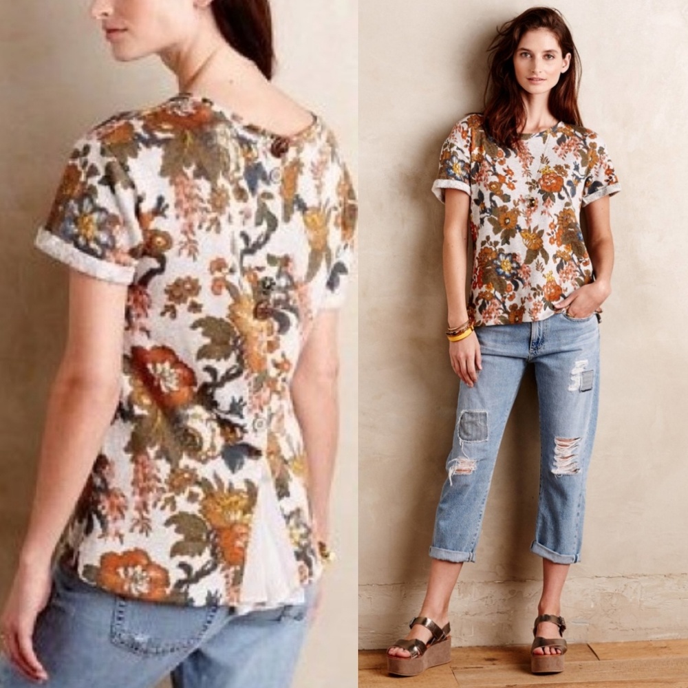 ❌SOLD❌🍉Anthropologie || Rosewood Floral Pullover